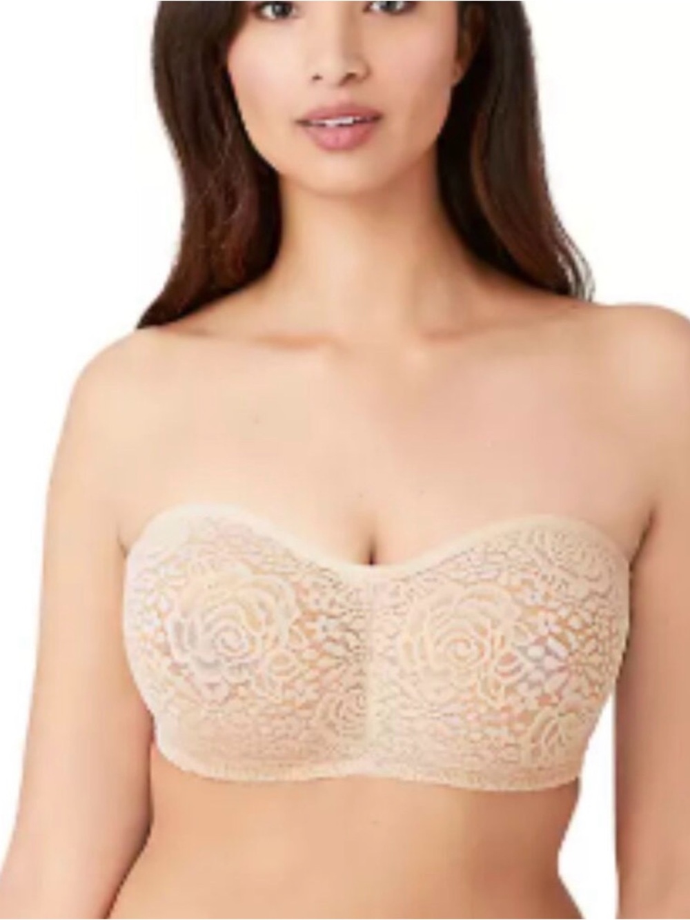 Wacoal Halo Lace Strapless Underwire Sand 854205 Bra Sz 38C NEW